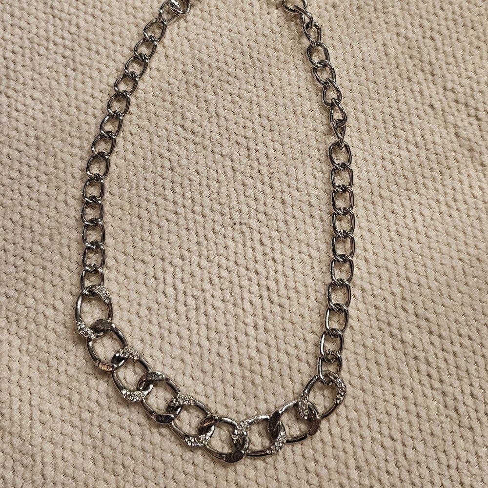 Fashion metal chain necklace with crystal